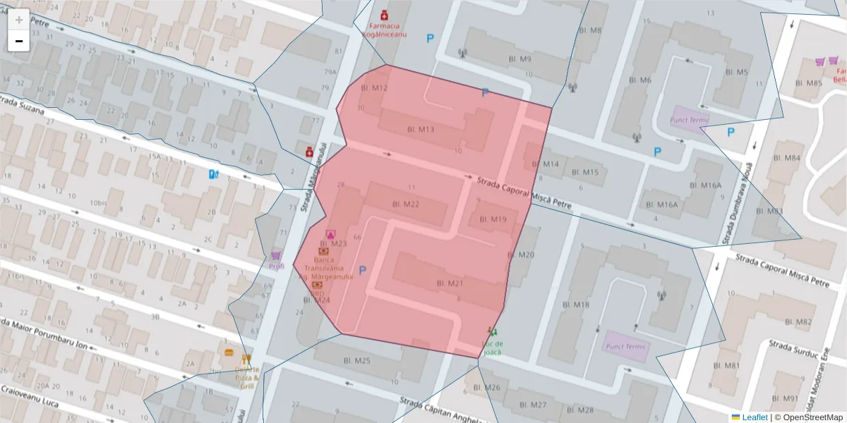 Hartă a codului poștal  și a codurilor poștale învecinate