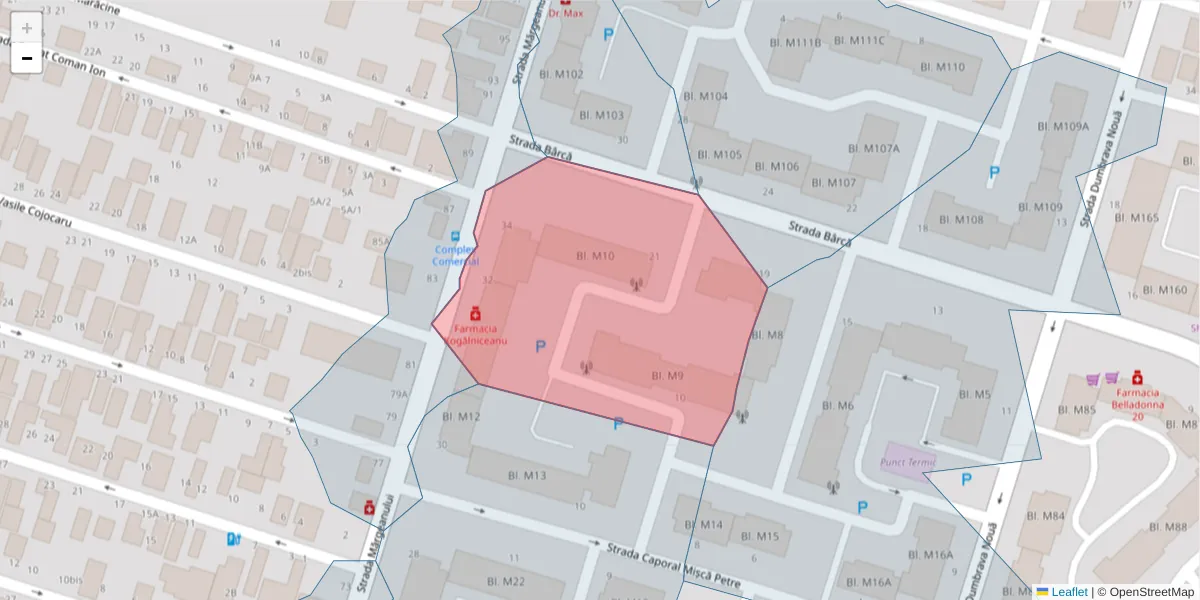 Hartă a codului poștal  și a codurilor poștale învecinate