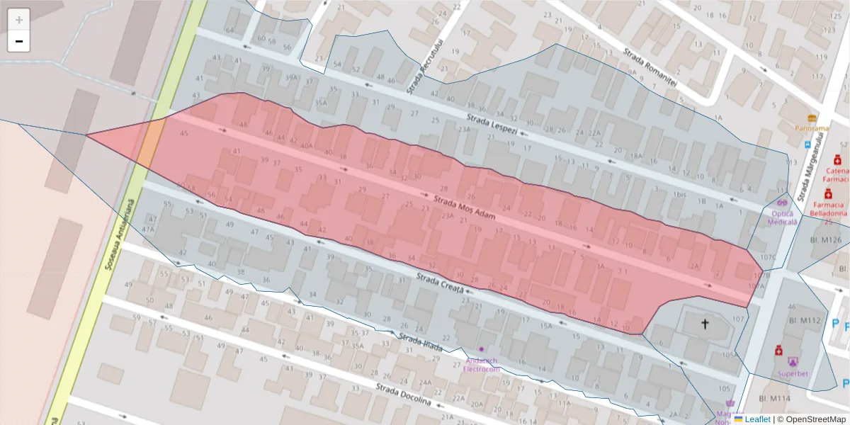 Hartă a codului poștal  și a codurilor poștale învecinate