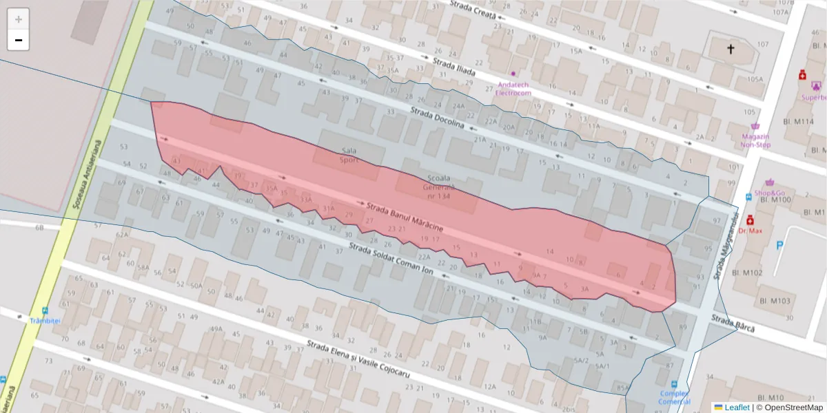 Hartă a codului poștal  și a codurilor poștale învecinate