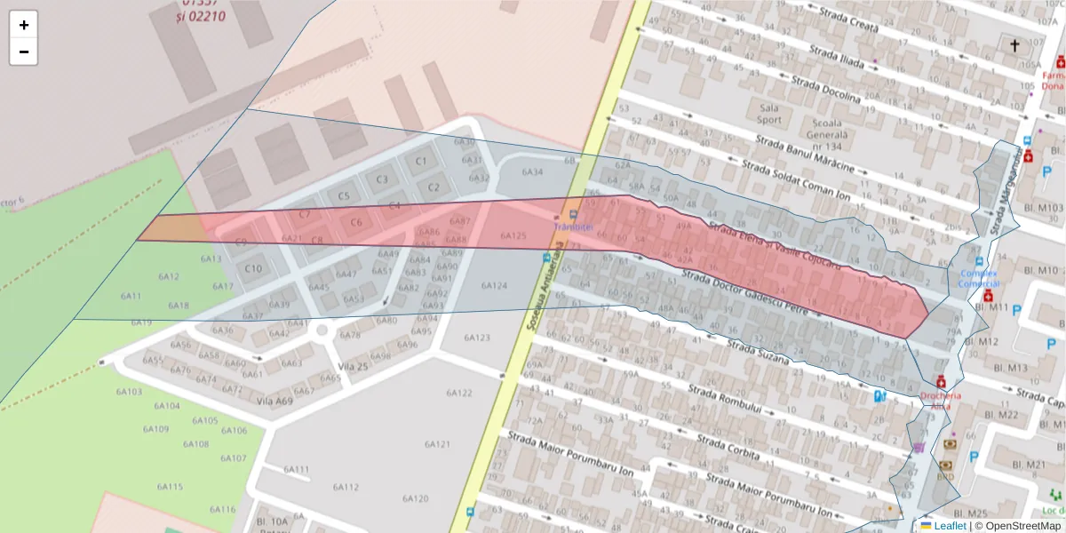 Hartă a codului poștal  și a codurilor poștale învecinate