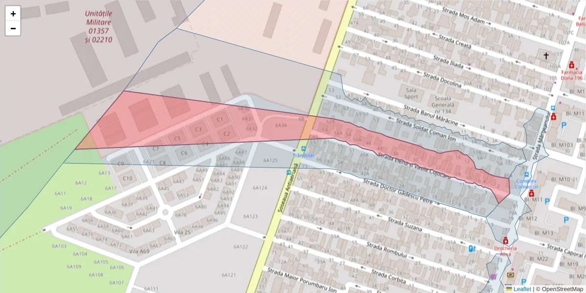Hartă a codului poștal  și a codurilor poștale învecinate