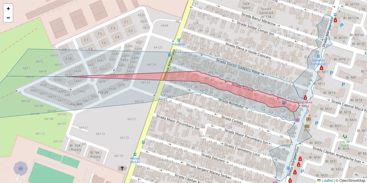 Hartă a codului poștal  și a codurilor poștale învecinate