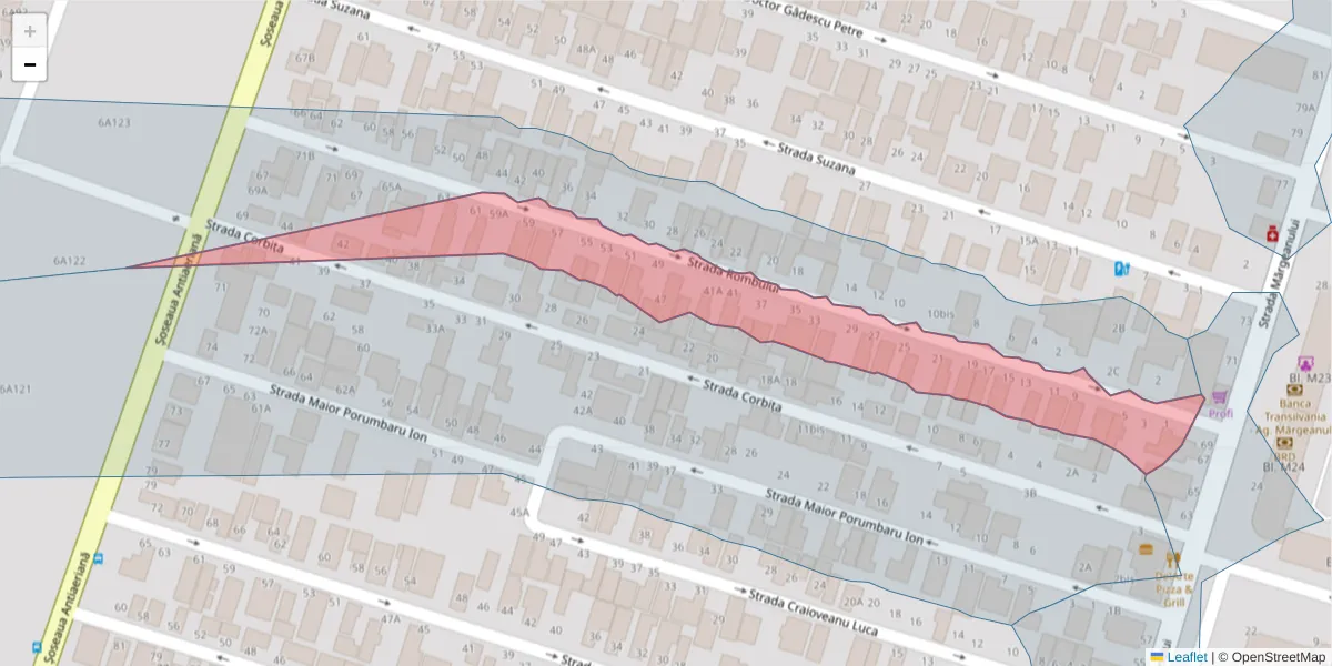 Hartă a codului poștal  și a codurilor poștale învecinate