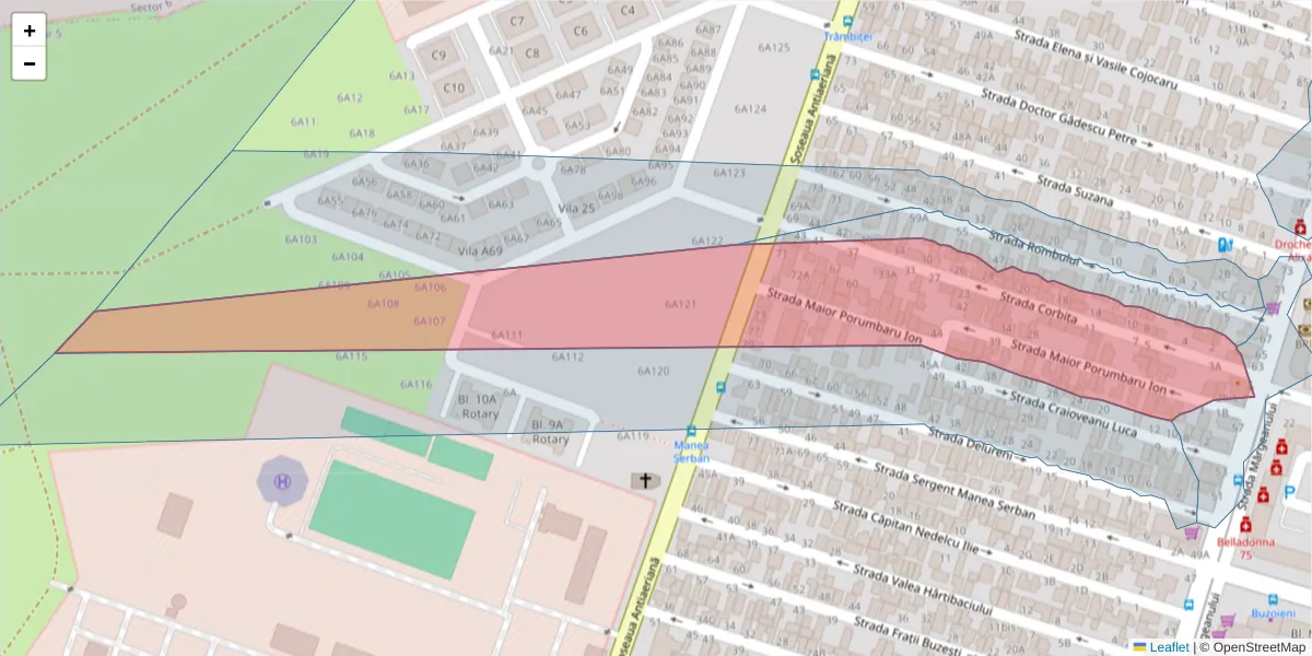 Hartă a codului poștal  și a codurilor poștale învecinate