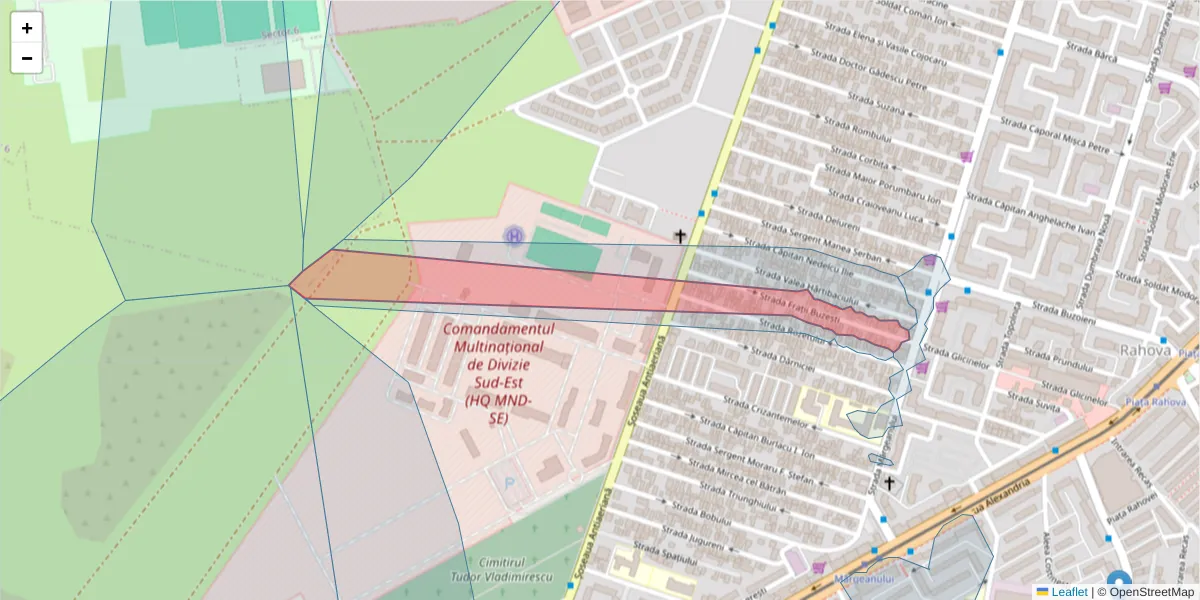 Hartă a codului poștal  și a codurilor poștale învecinate