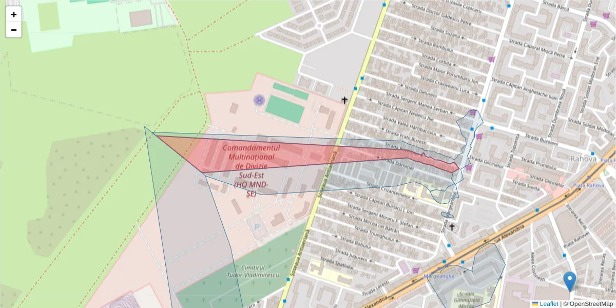 Hartă a codului poștal  și a codurilor poștale învecinate