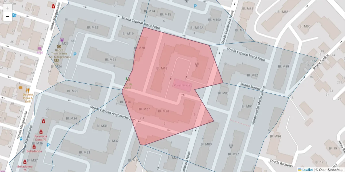 Hartă a codului poștal  și a codurilor poștale învecinate