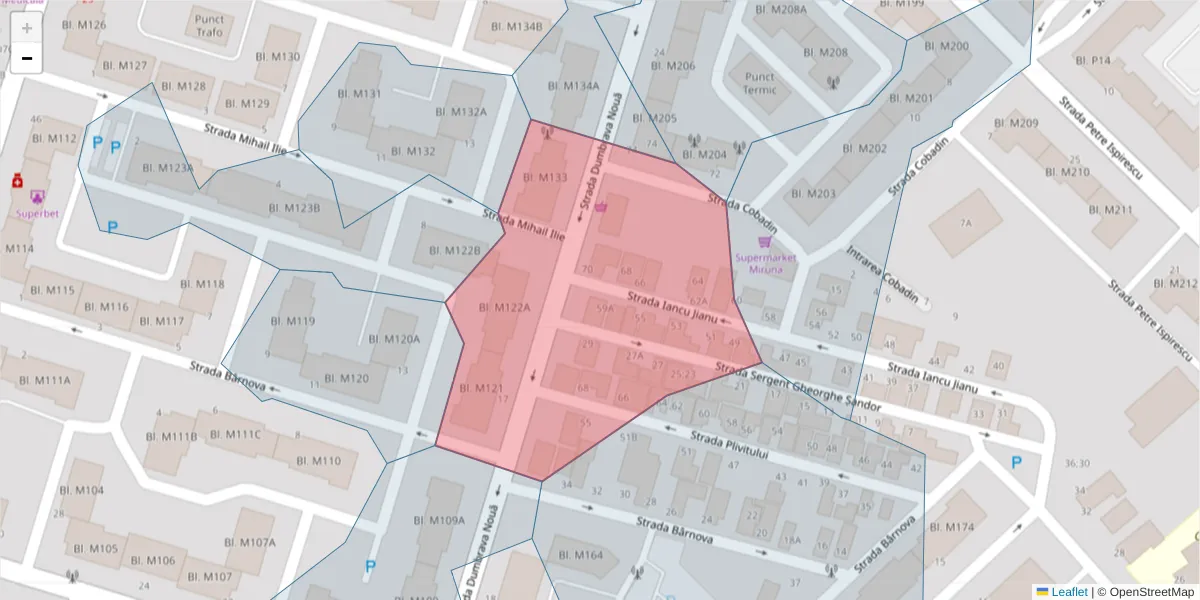 Hartă a codului poștal  și a codurilor poștale învecinate