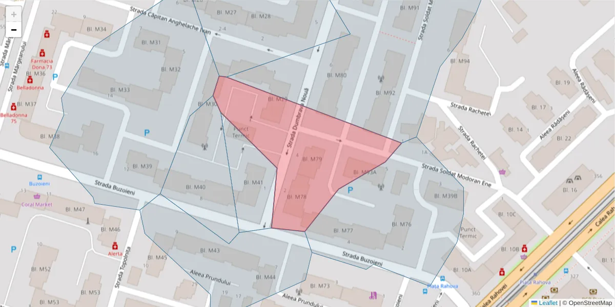 Hartă a codului poștal  și a codurilor poștale învecinate