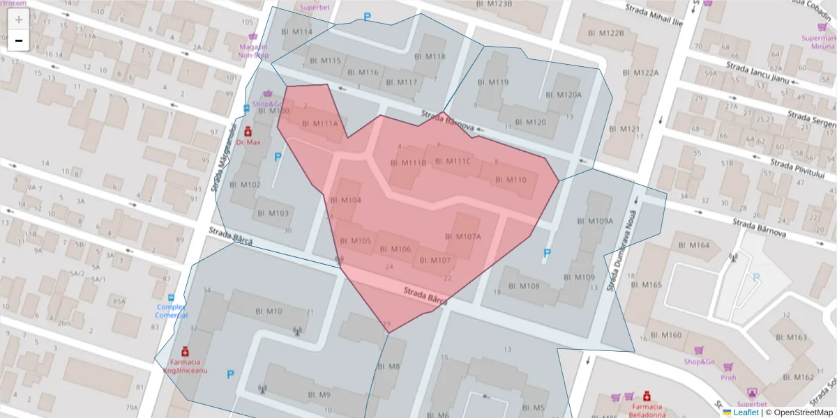 Hartă a codului poștal  și a codurilor poștale învecinate