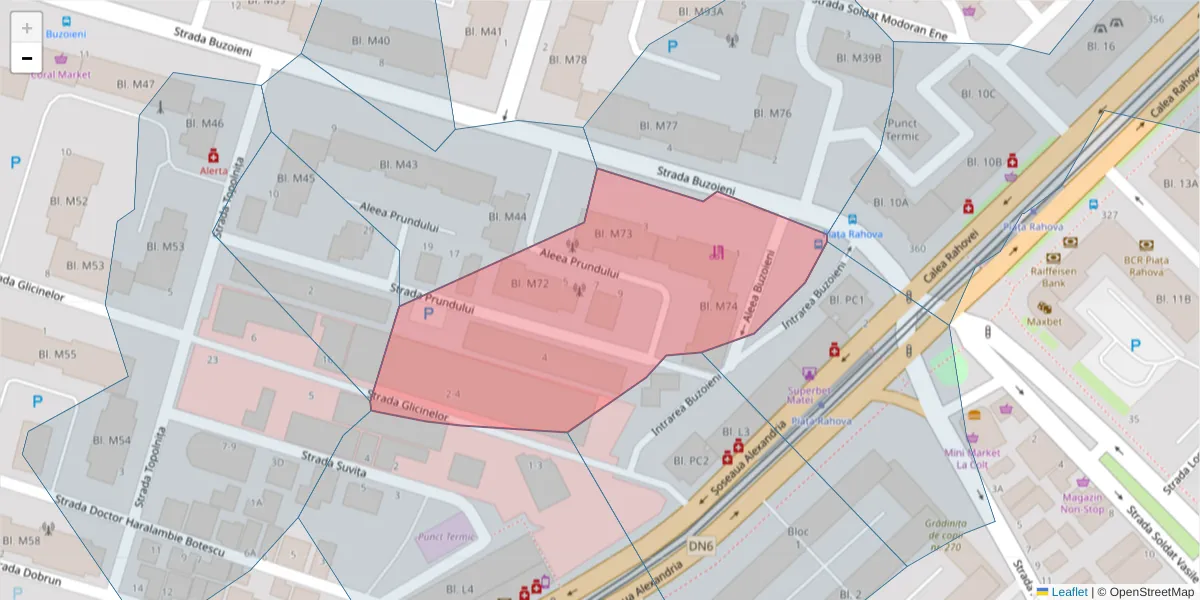 Hartă a codului poștal  și a codurilor poștale învecinate