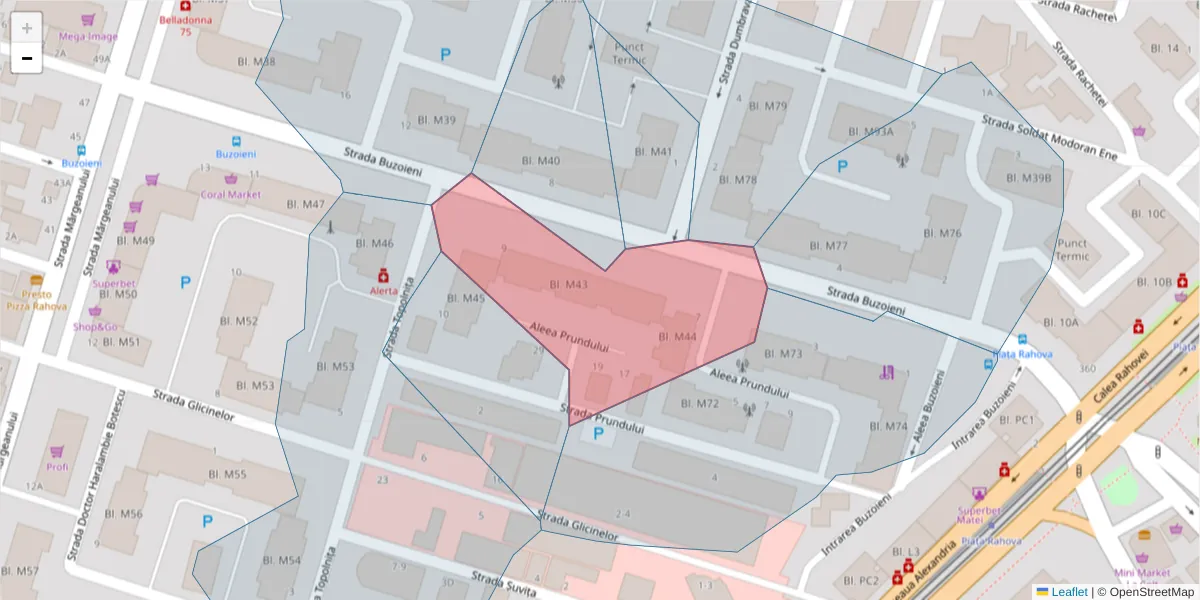 Hartă a codului poștal  și a codurilor poștale învecinate
