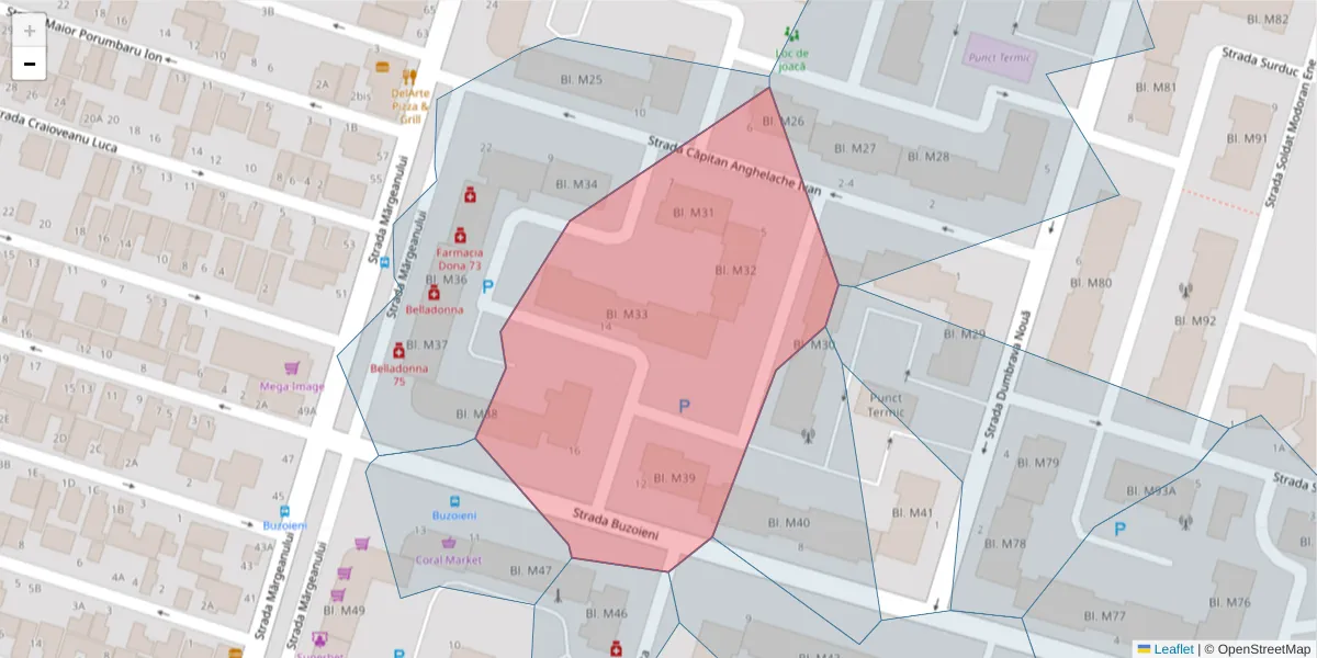 Hartă a codului poștal  și a codurilor poștale învecinate