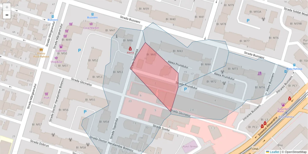 Hartă a codului poștal  și a codurilor poștale învecinate