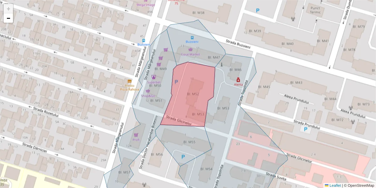 Hartă a codului poștal  și a codurilor poștale învecinate
