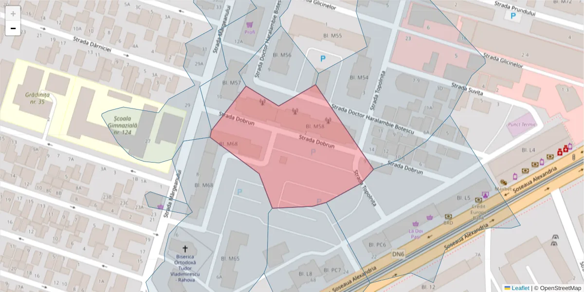 Hartă a codului poștal  și a codurilor poștale învecinate