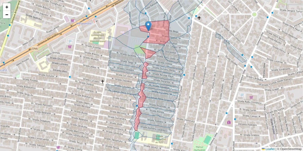 Hartă a codului poștal  și a codurilor poștale învecinate