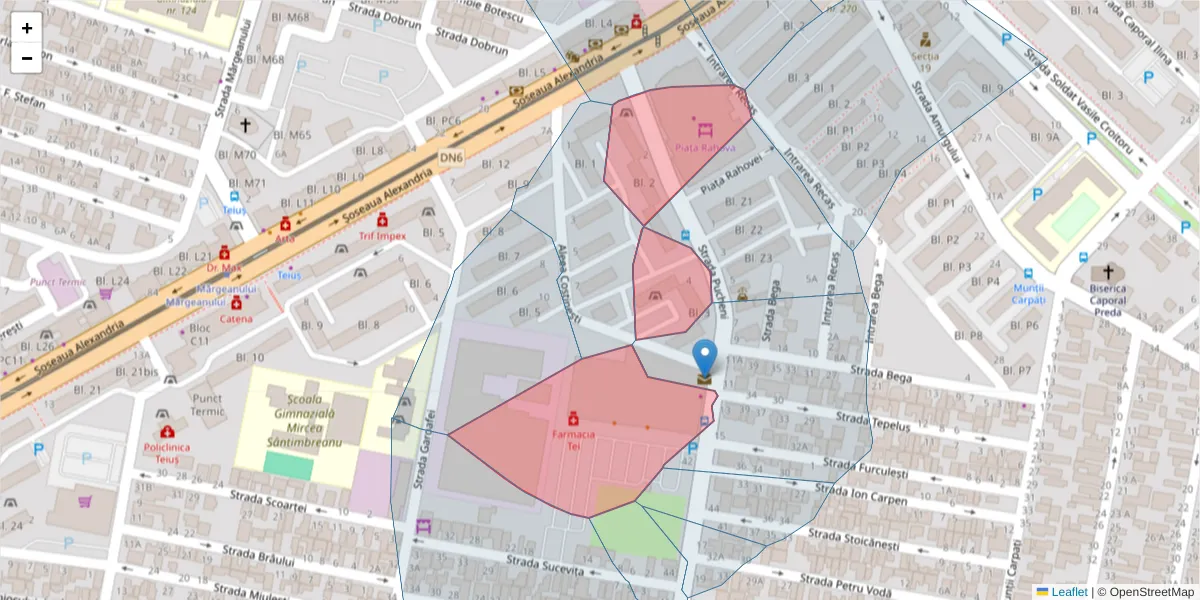 Hartă a codului poștal  și a codurilor poștale învecinate