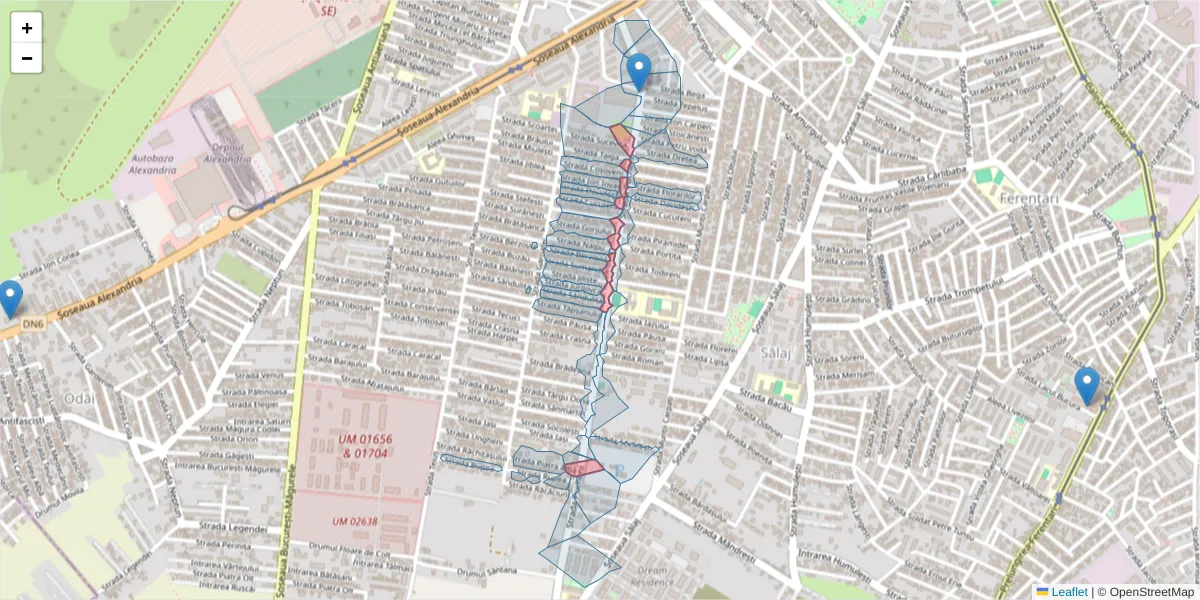 Hartă a codului poștal  și a codurilor poștale învecinate