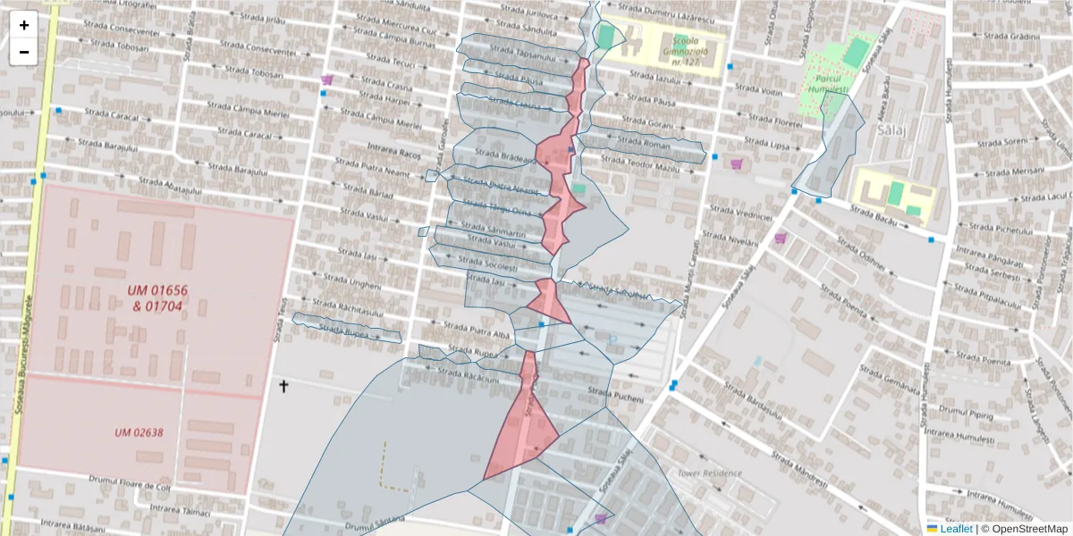 Hartă a codului poștal  și a codurilor poștale învecinate