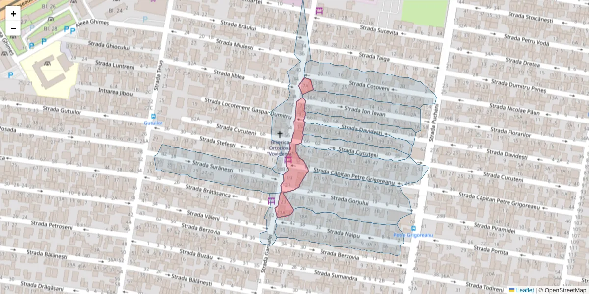 Hartă a codului poștal  și a codurilor poștale învecinate