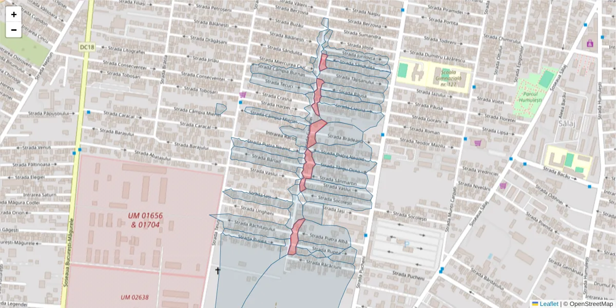 Hartă a codului poștal  și a codurilor poștale învecinate