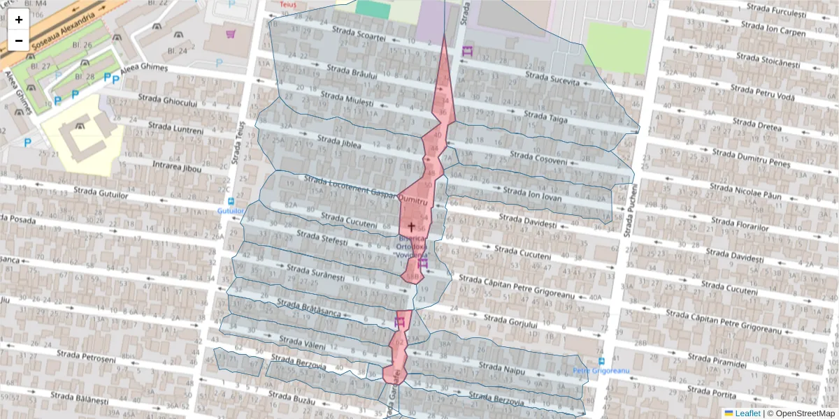 Hartă a codului poștal  și a codurilor poștale învecinate