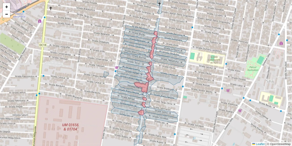 Hartă a codului poștal  și a codurilor poștale învecinate