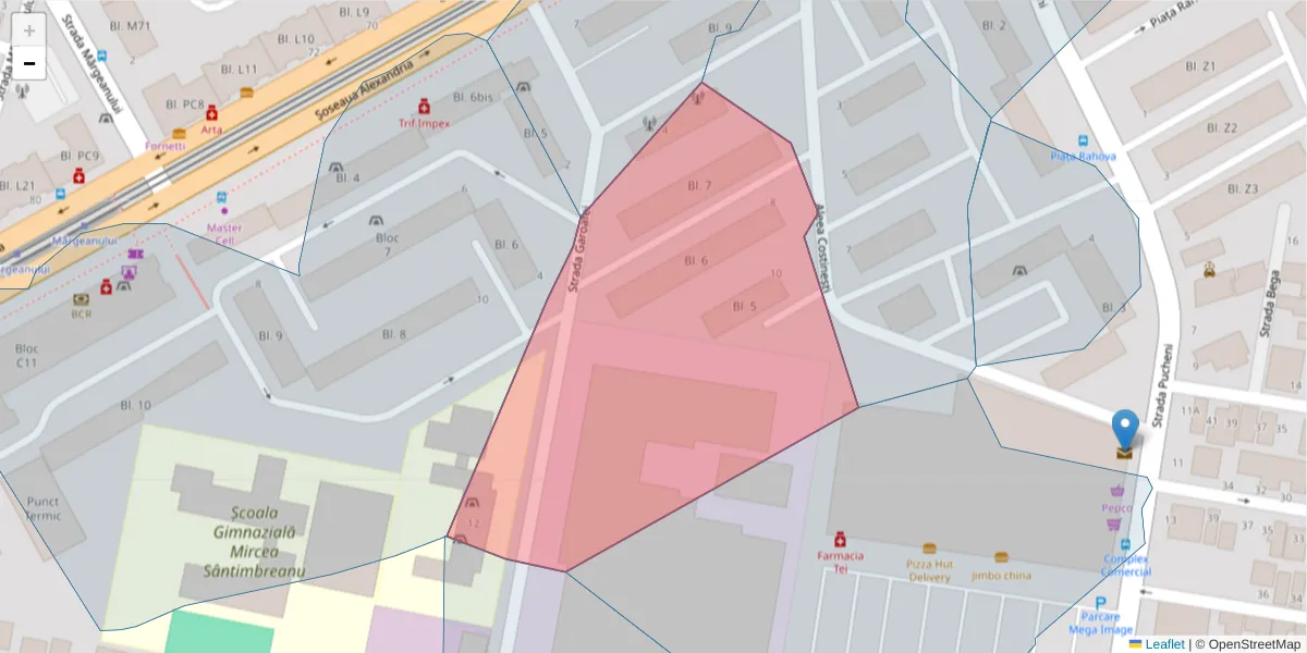 Hartă a codului poștal  și a codurilor poștale învecinate