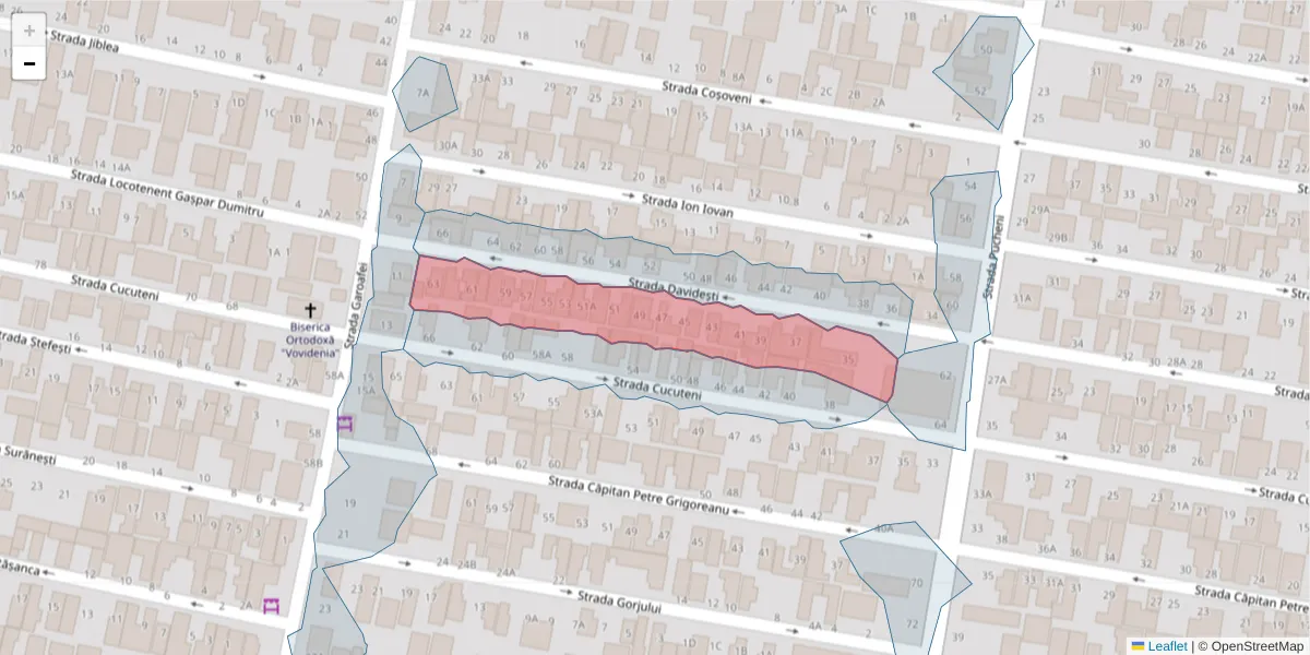 Hartă a codului poștal  și a codurilor poștale învecinate