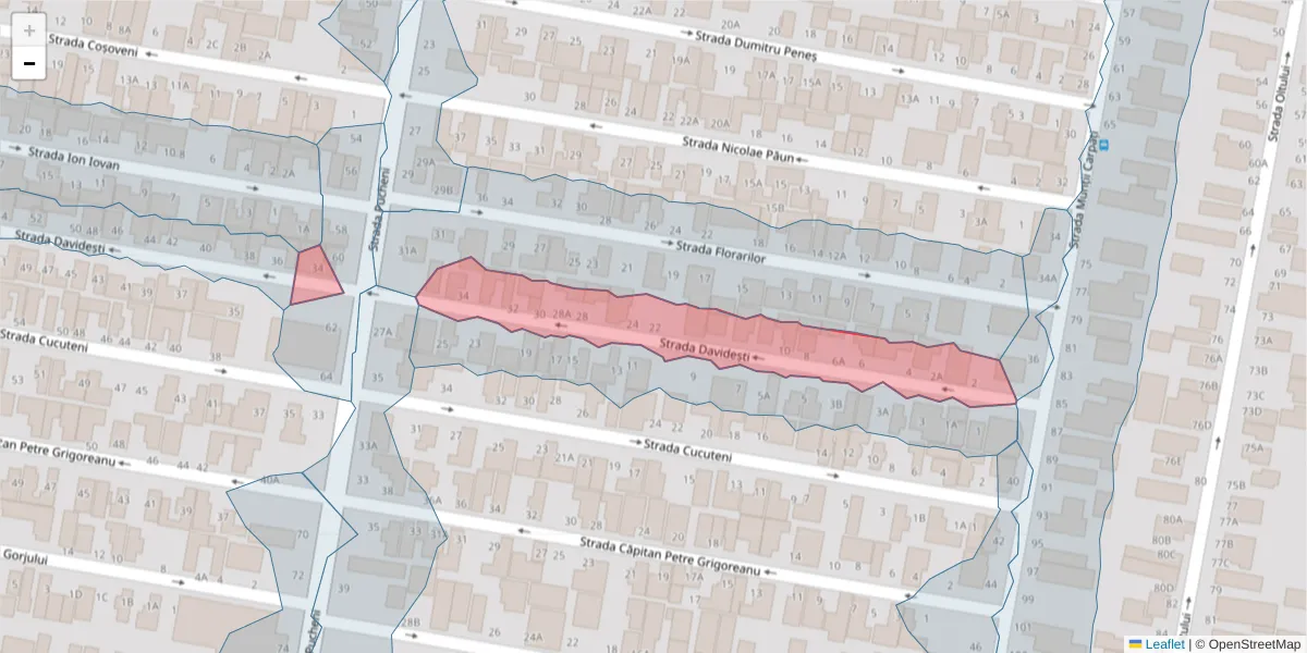 Hartă a codului poștal  și a codurilor poștale învecinate