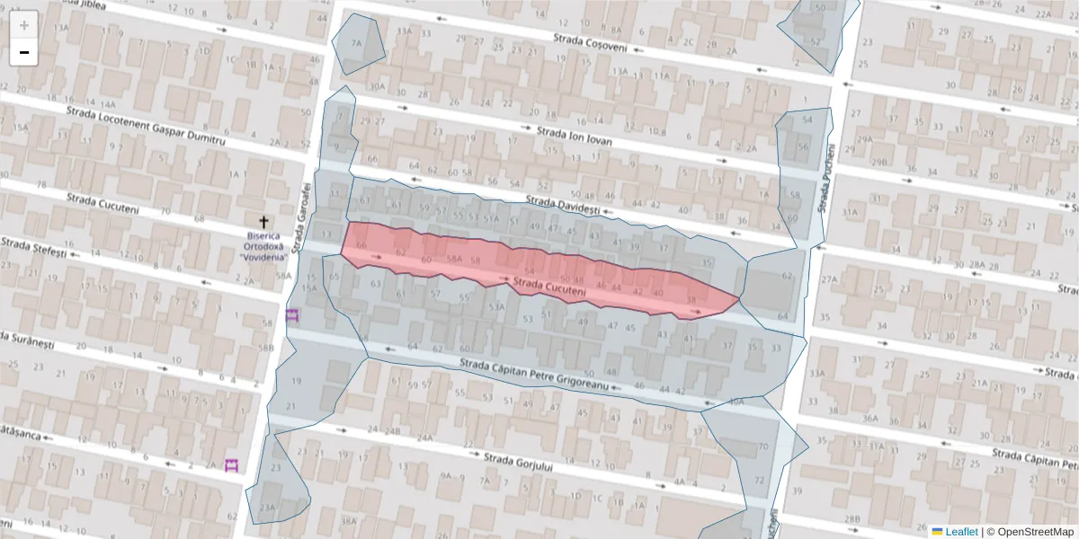 Hartă a codului poștal  și a codurilor poștale învecinate