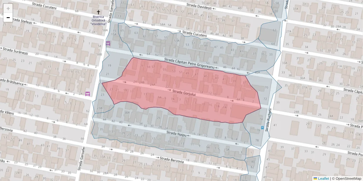 Hartă a codului poștal  și a codurilor poștale învecinate