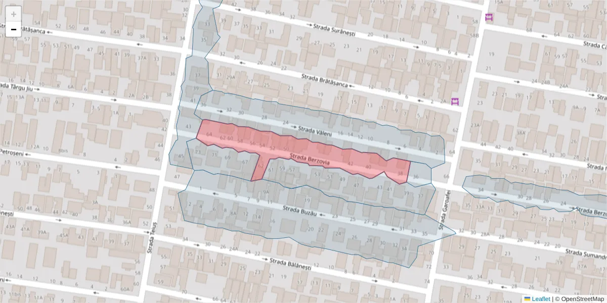 Hartă a codului poștal  și a codurilor poștale învecinate