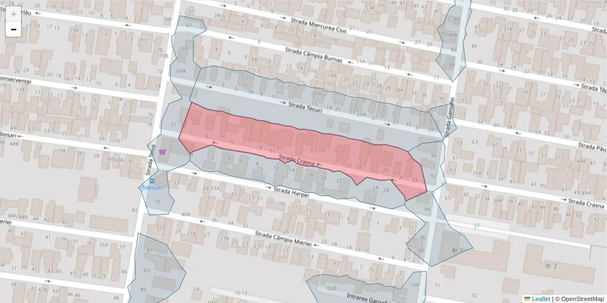 Hartă a codului poștal  și a codurilor poștale învecinate