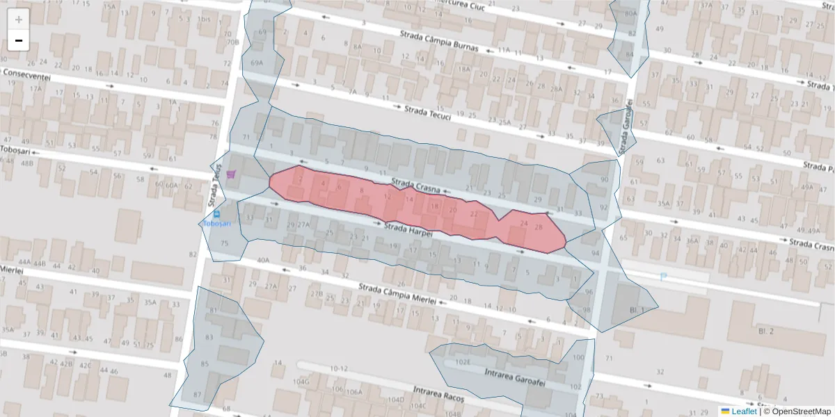 Hartă a codului poștal  și a codurilor poștale învecinate