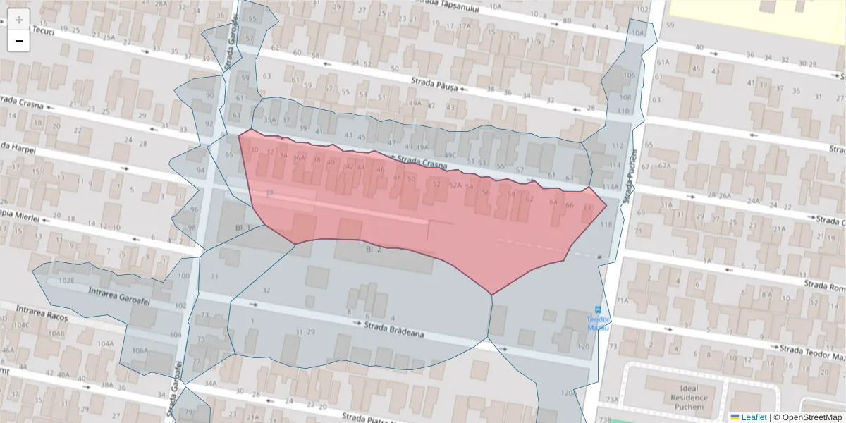 Hartă a codului poștal  și a codurilor poștale învecinate