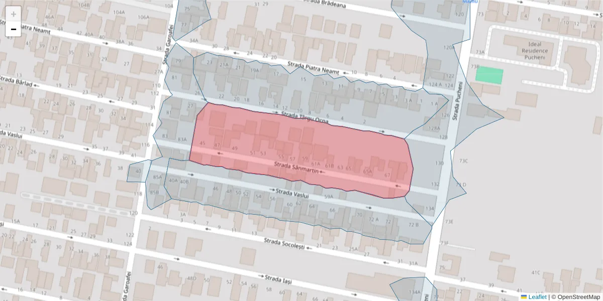 Hartă a codului poștal  și a codurilor poștale învecinate