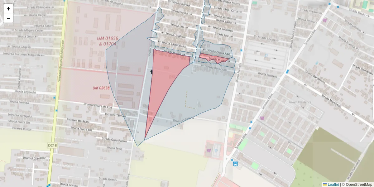 Hartă a codului poștal  și a codurilor poștale învecinate