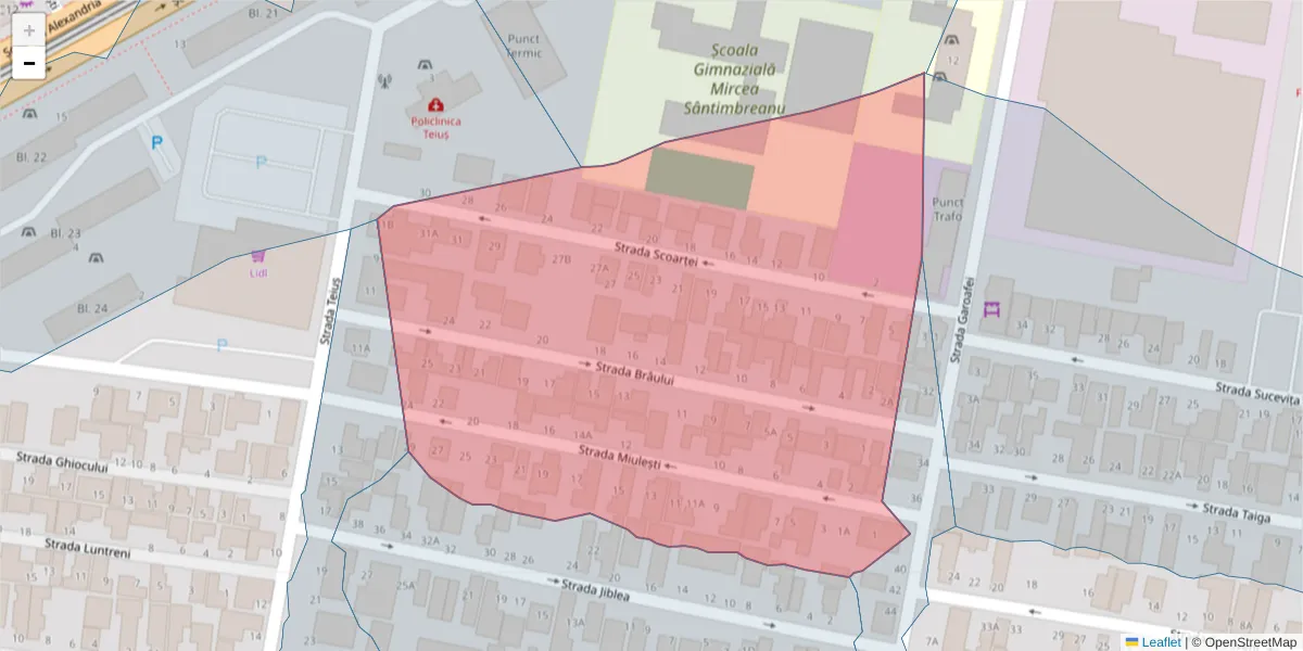 Hartă a codului poștal  și a codurilor poștale învecinate