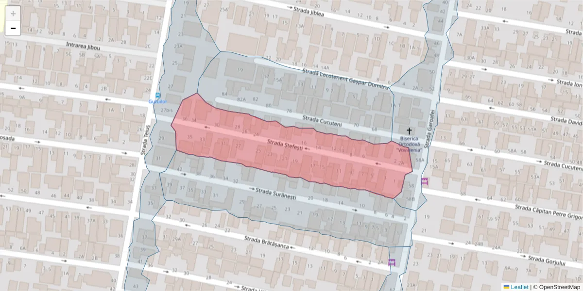 Hartă a codului poștal  și a codurilor poștale învecinate