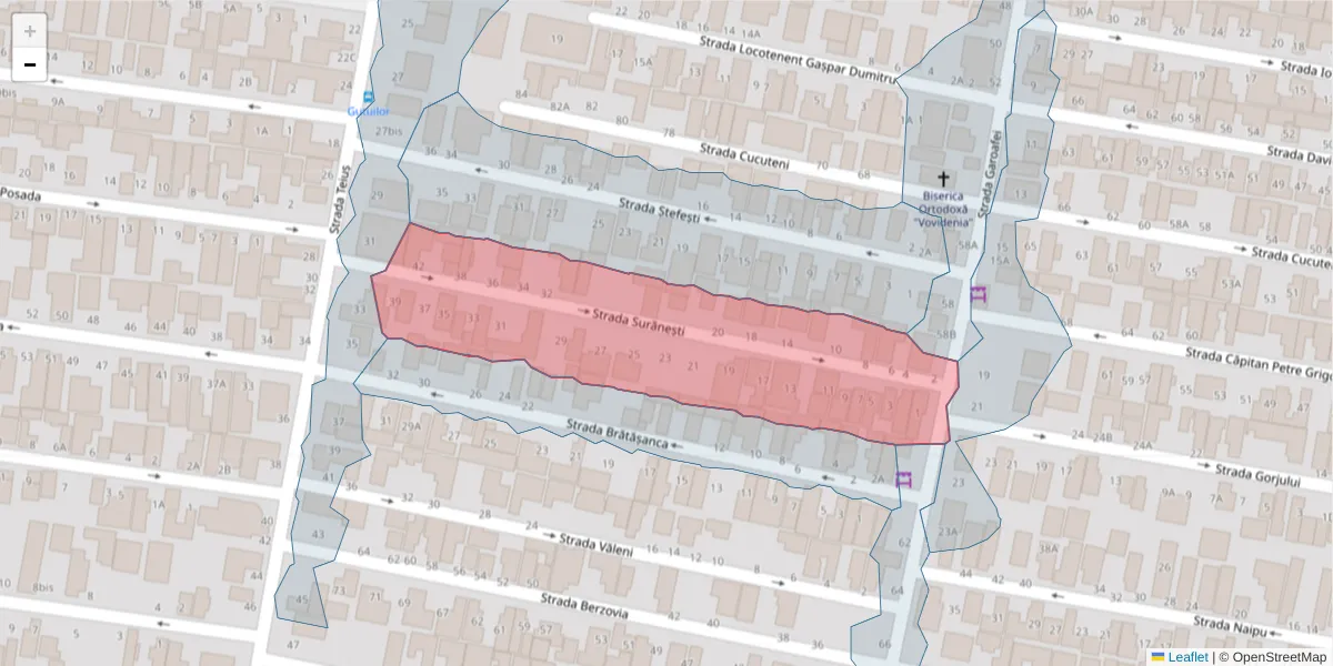 Hartă a codului poștal  și a codurilor poștale învecinate