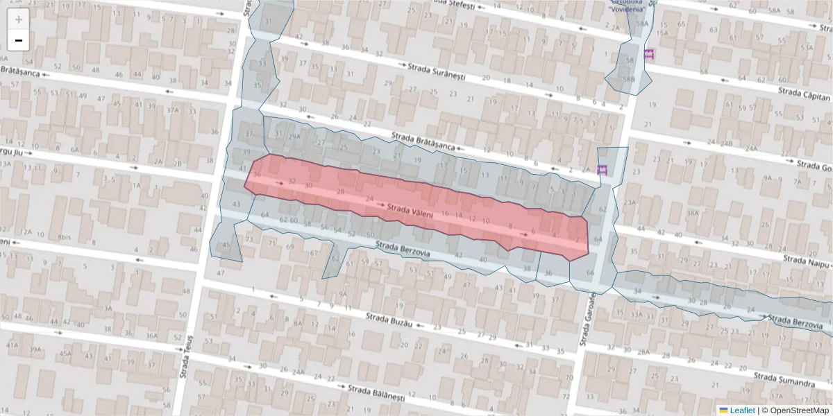 Hartă a codului poștal  și a codurilor poștale învecinate