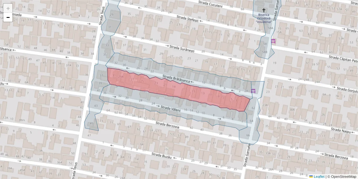 Hartă a codului poștal  și a codurilor poștale învecinate