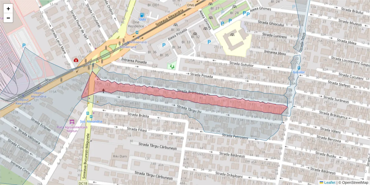 Hartă a codului poștal  și a codurilor poștale învecinate