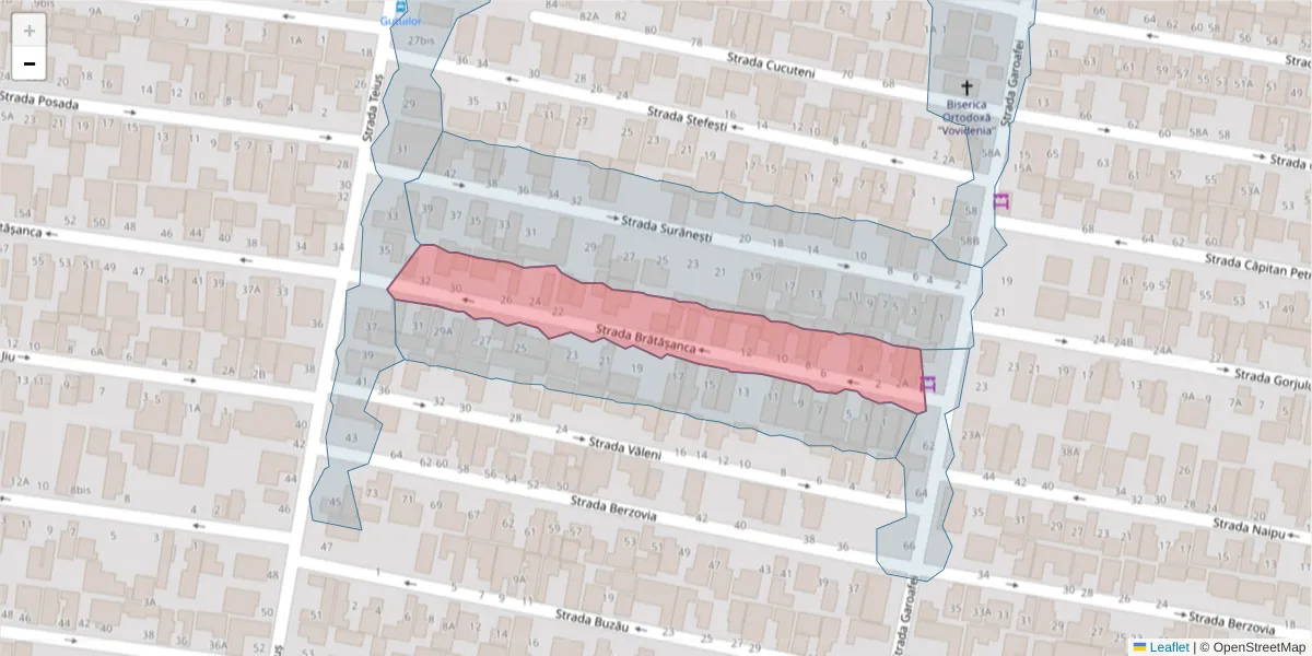 Hartă a codului poștal  și a codurilor poștale învecinate