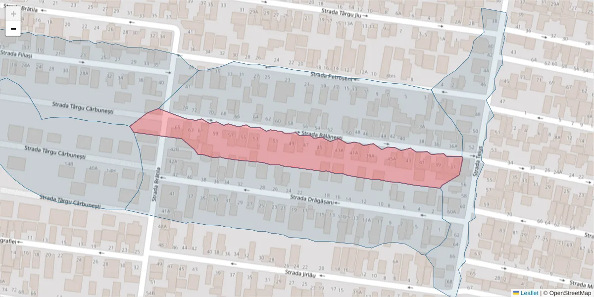 Hartă a codului poștal  și a codurilor poștale învecinate