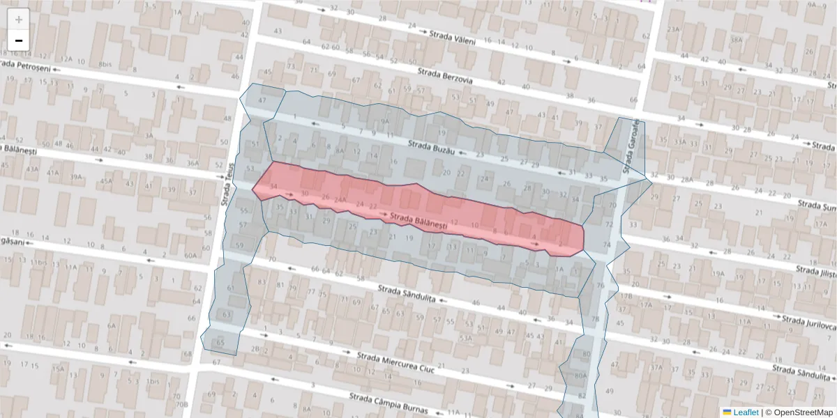 Hartă a codului poștal  și a codurilor poștale învecinate