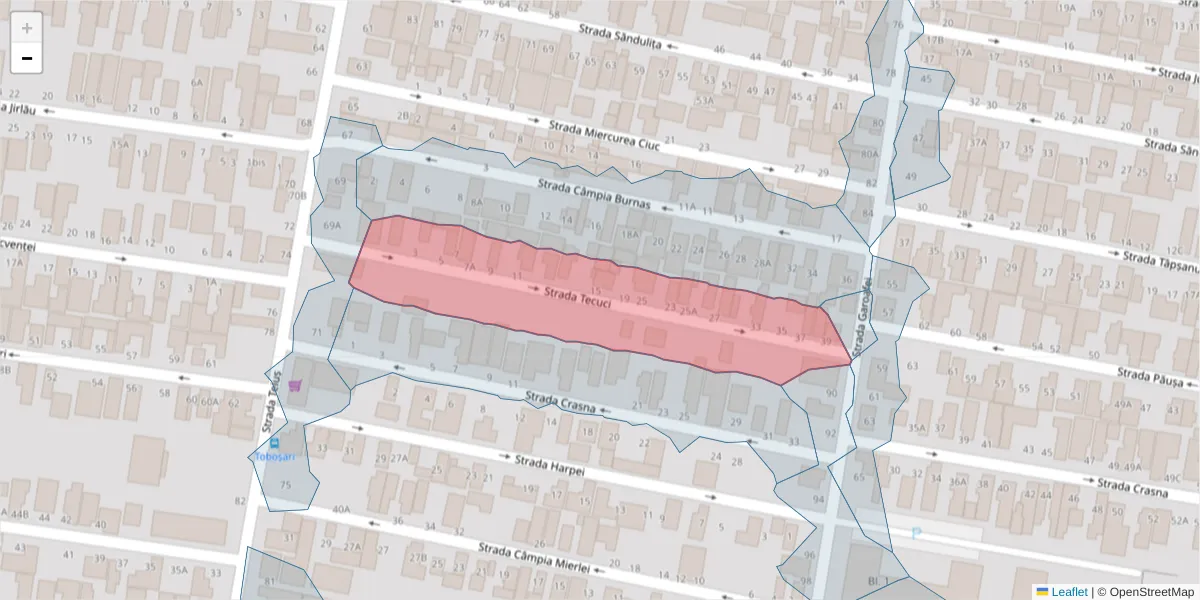 Hartă a codului poștal  și a codurilor poștale învecinate